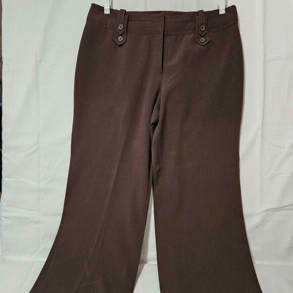 Larry Levine - Brown Wide-Leg Dress Pants with Button Tab Waist - Picture 1 of 3